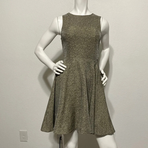 Armani Exchange Silk Blend Heathered Grey Fit and Flare Dress - Size 0 - Picture 1 of 8
